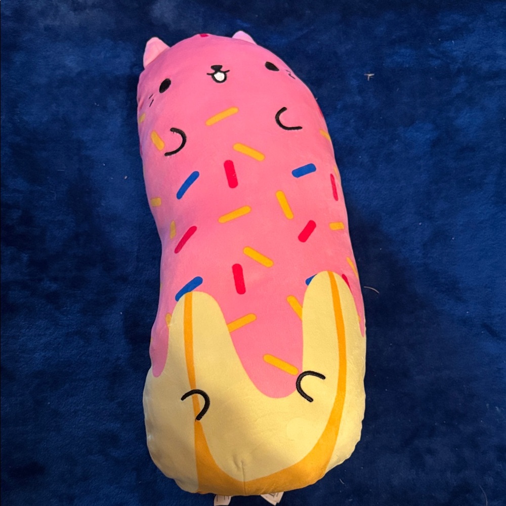 Pink and Yellow Cats vs pickles Plush Pillow